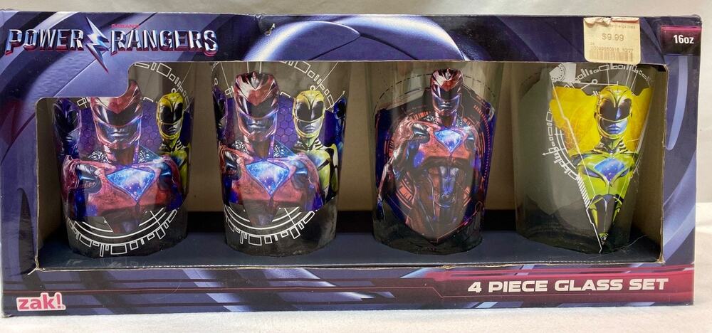Saban Power Rangers Zak Set of 4 Pint Glasses Glassware Drinkware In Box
